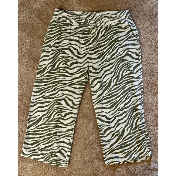 Weekends by Chicos Zebra Print Cropped Jogger Pants Women Size 2 - Picture 2 of 5